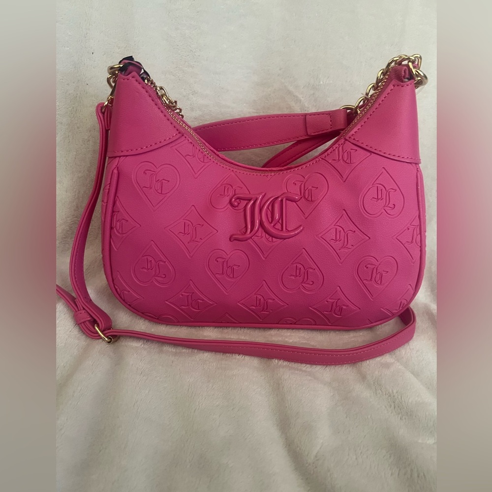 Juicy Couture Good Times Shoulder Bag – Juicy Pink, Gold Hardware, Embossed Logo
